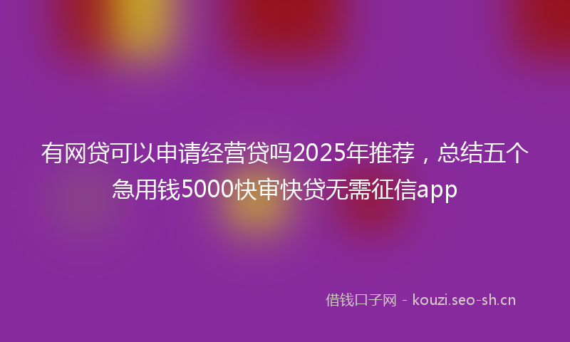 有网贷可以申请经营贷吗2025年推荐，总结五个急用钱5000快审快贷无需征信app