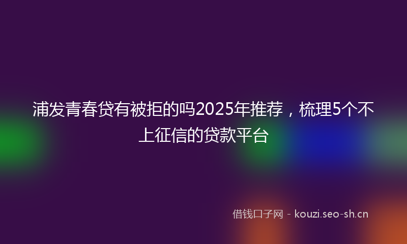 浦发青春贷有被拒的吗2025年推荐，梳理5个不上征信的贷款平台