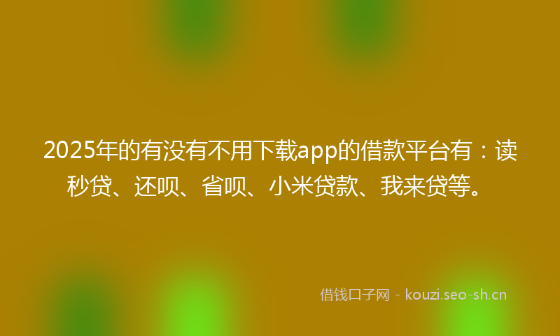 2025年的有没有不用下载app的借款平台有：读秒贷、还呗、省呗、小米贷款、我来贷等。