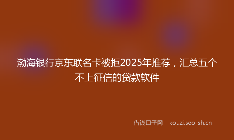 渤海银行京东联名卡被拒2025年推荐，汇总五个不上征信的贷款软件