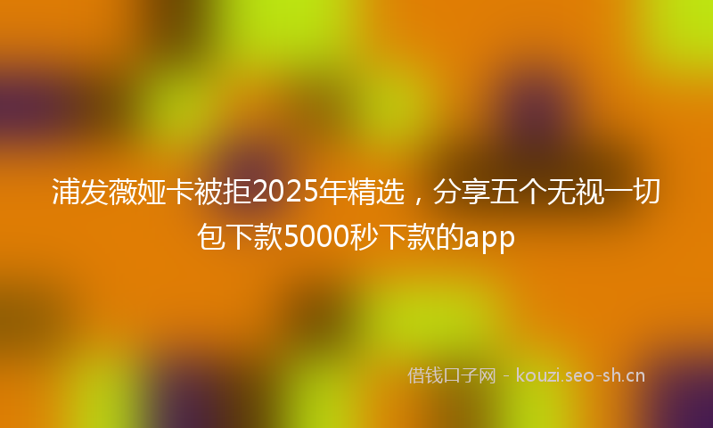 浦发薇娅卡被拒2025年精选,分享五个无视一切包下款5000秒下款的app