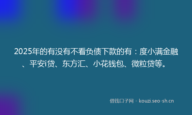 2025年的有没有不看负债下款的有：度小满金融、平安i贷、东方汇、小花钱包、微粒贷等。