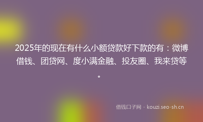 2025年的现在有什么小额贷款好下款的有：微博借钱、团贷网、度小满金融、投友圈、我来贷等。