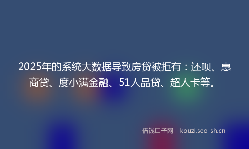 2025年的系统大数据导致房贷被拒有：还呗、惠商贷、度小满金融、51人品贷、超人卡等。