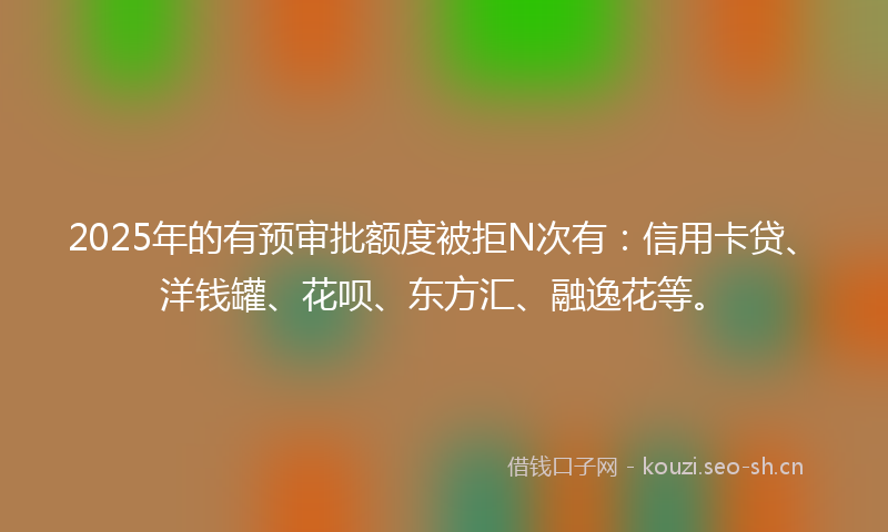 2025年的有预审批额度被拒N次有：信用卡贷、洋钱罐、花呗、东方汇、融逸花等。