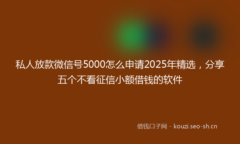 私人放款微信号5000怎么申请2025年精选，分享五个不看征信小额借钱的软件