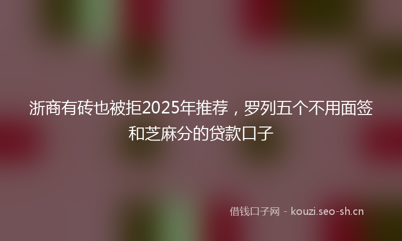 浙商有砖也被拒2025年推荐,罗列五个不用面签和芝麻分的贷款口子