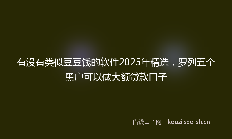 有没有类似豆豆钱的软件2025年精选，罗列五个黑户可以做大额贷款口子
