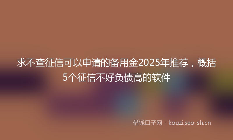 求不查征信可以申请的备用金2025年推荐，概括5个征信不好负债高的软件