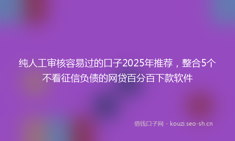 纯人工审核容易过的口子2025年推荐，整合5个不看征信负债的网贷百分百下款软件