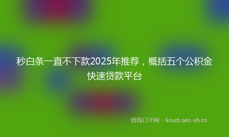 秒白条一直不下款2025年推荐，概括五个公积金快速贷款平台