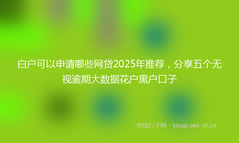 白户可以申请哪些网贷2025年推荐，分享五个无视逾期大数据花户黑户口子