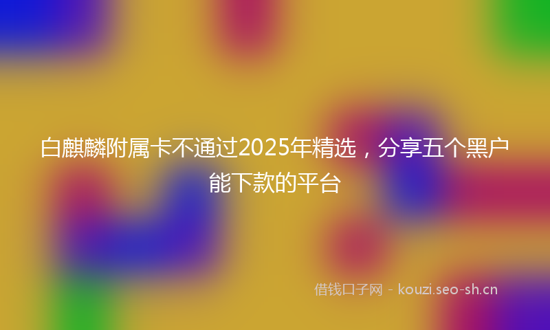 白麒麟附属卡不通过2025年精选，分享五个黑户能下款的平台