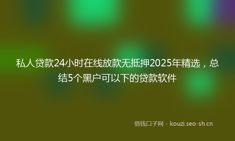 私人贷款24小时在线放款无抵押2025年精选，总结5个黑户可以下的贷款软件