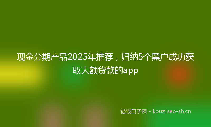 现金分期产品2025年推荐，归纳5个黑户成功获取大额贷款的app