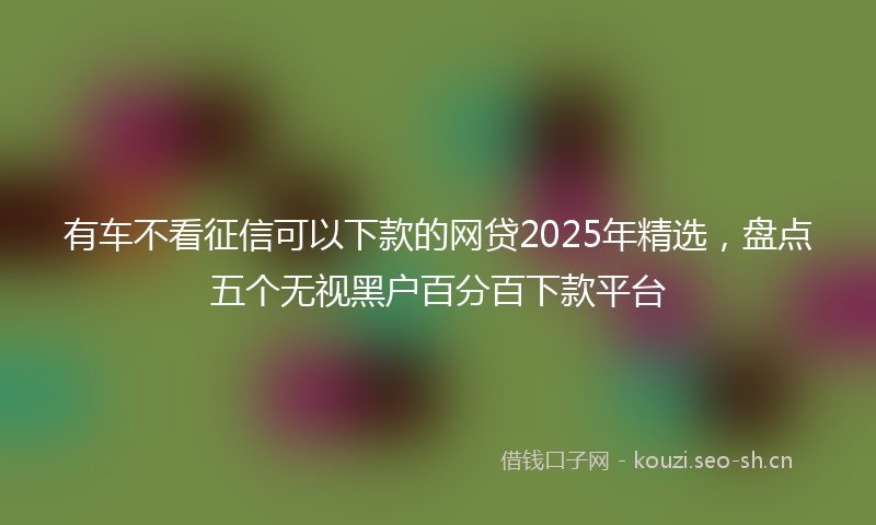 有车不看征信可以下款的网贷2025年精选，盘点五个无视黑户百分百下款平台