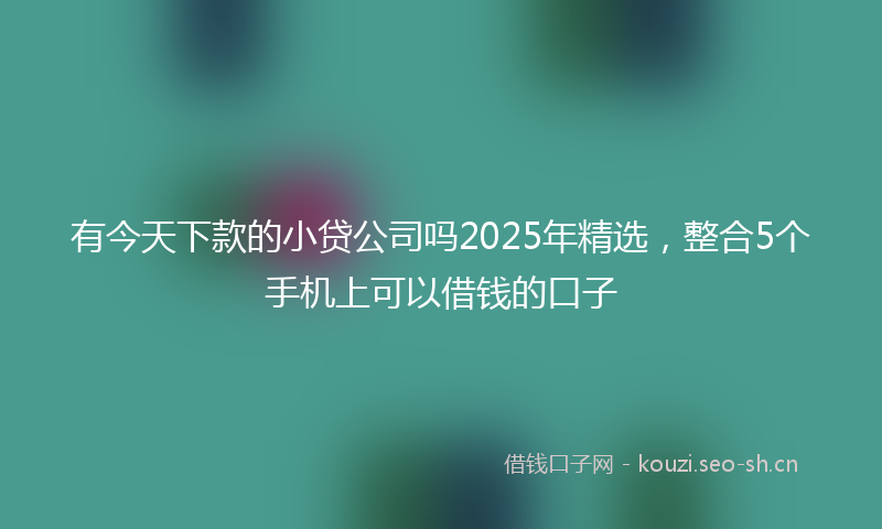 有今天下款的小贷公司吗2025年精选，整合5个手机上可以借钱的口子
