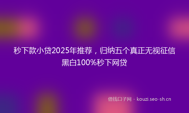 秒下款小贷2025年推荐，归纳五个真正无视征信黑白100%秒下网贷