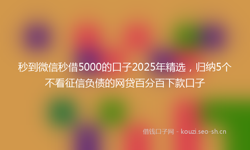 秒到微信秒借5000的口子2025年精选，归纳5个不看征信负债的网贷百分百下款口子