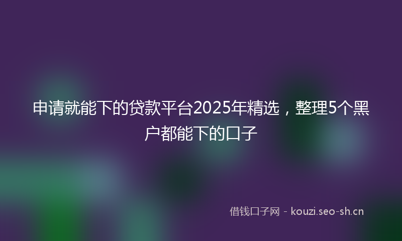 申请就能下的贷款平台2025年精选，整理5个黑户都能下的口子