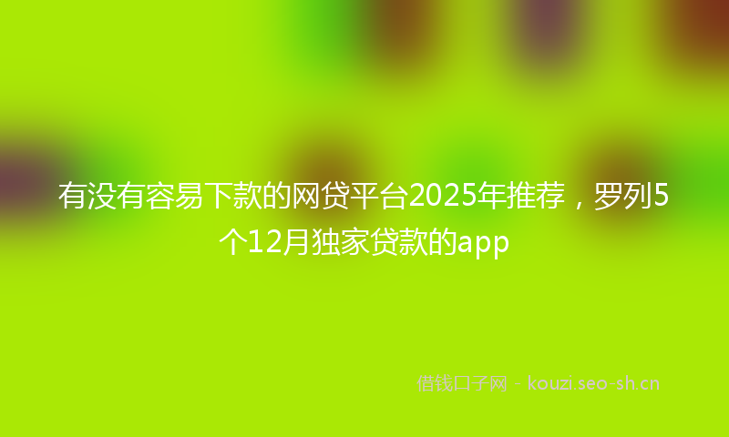 有没有容易下款的网贷平台2025年推荐，罗列5个12月独家贷款的app