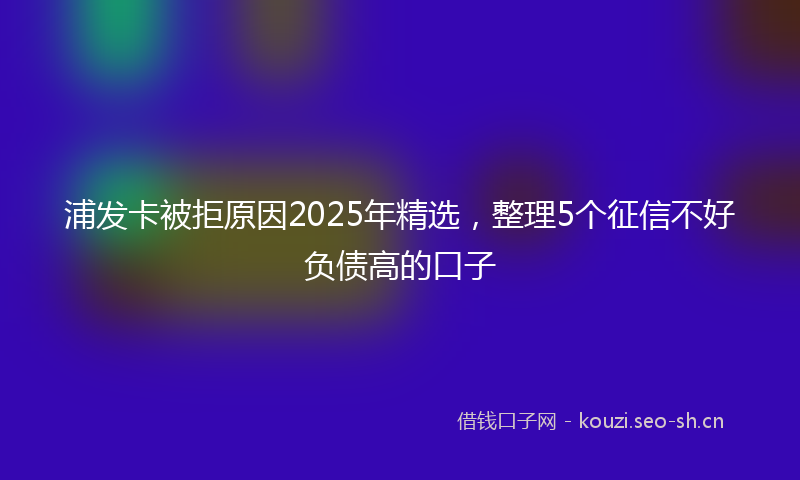 浦发卡被拒原因2025年精选，整理5个征信不好负债高的口子