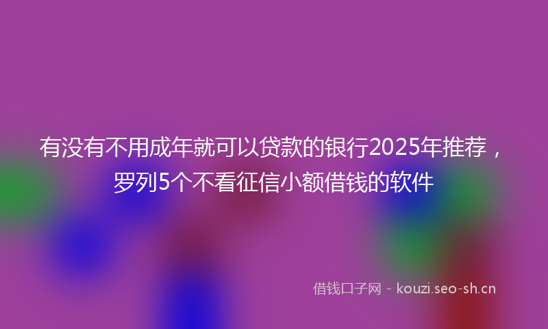 有没有不用成年就可以贷款的银行2025年推荐，罗列5个不看征信小额借钱的软件
