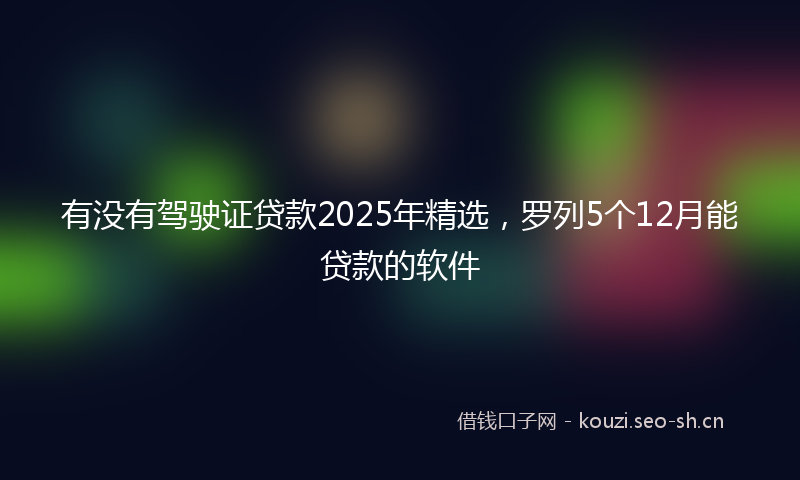 有没有驾驶证贷款2025年精选,罗列5个12月能贷款的软件