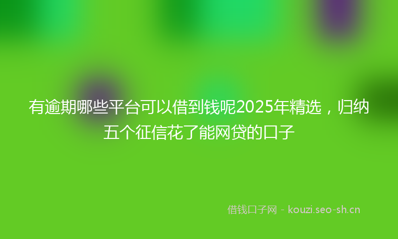 有逾期哪些平台可以借到钱呢2025年精选，归纳五个征信花了能网贷的口子