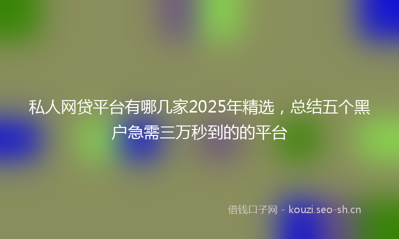 私人网贷平台有哪几家2025年精选，总结五个黑户急需三万秒到的的平台
