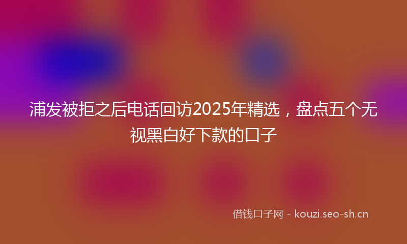 浦发被拒之后电话回访2025年精选，盘点五个无视黑白好下款的口子