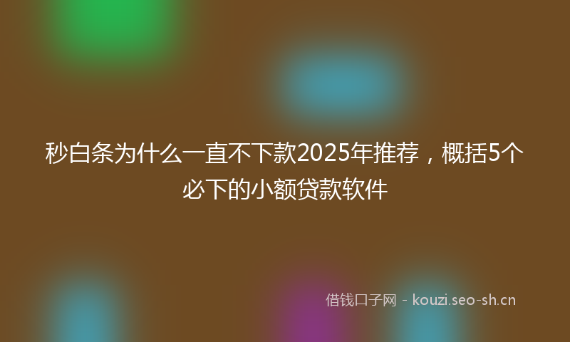 秒白条为什么一直不下款2025年推荐，概括5个必下的小额贷款软件