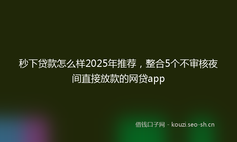 秒下贷款怎么样2025年推荐，整合5个不审核夜间直接放款的网贷app