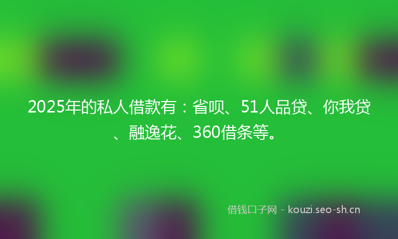2025年的私人借款有：省呗、51人品贷、你我贷、融逸花、360借条等。