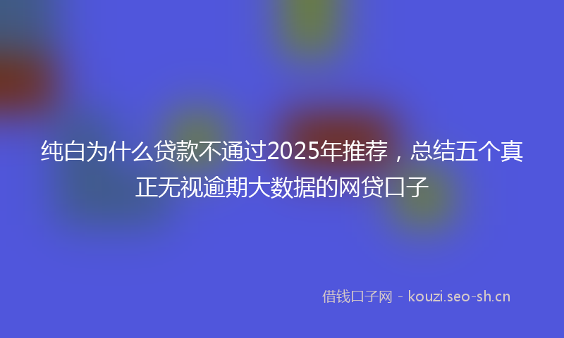 纯白为什么贷款不通过2025年推荐，总结五个真正无视逾期大数据的网贷口子