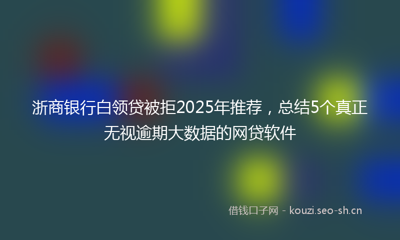 浙商银行白领贷被拒2025年推荐，总结5个真正无视逾期大数据的网贷软件