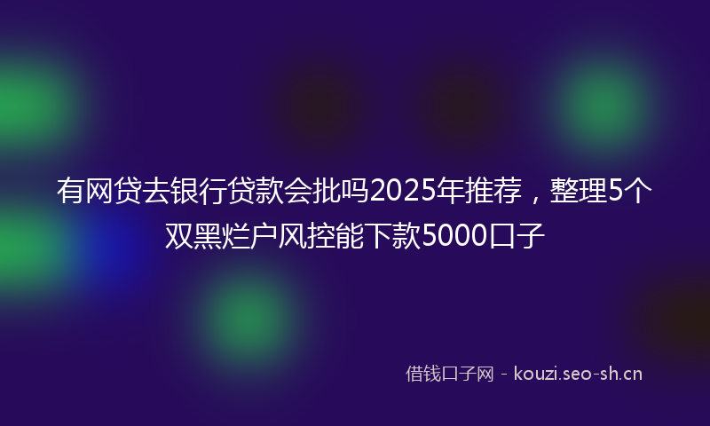 有网贷去银行贷款会批吗2025年推荐，整理5个双黑烂户风控能下款5000口子