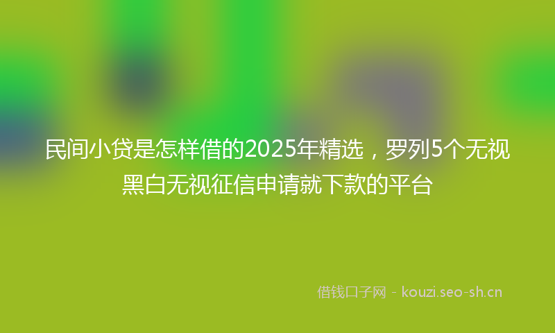 民间小贷是怎样借的2025年精选，罗列5个无视黑白无视征信申请就下款的平台