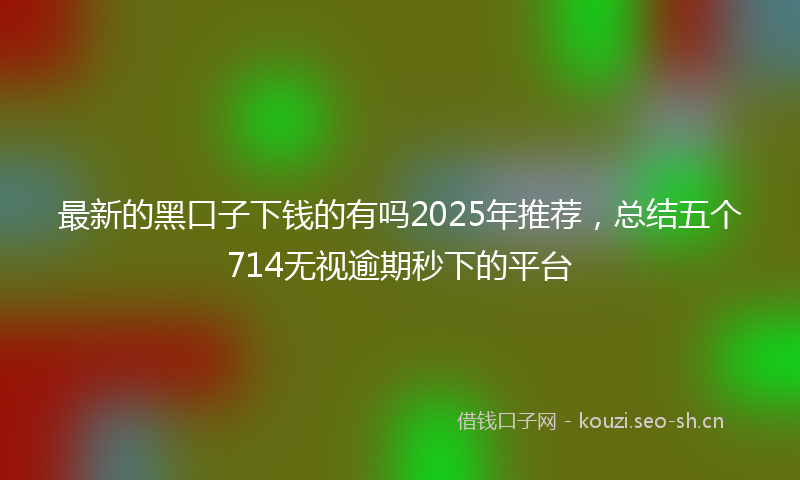 最新的黑口子下钱的有吗2025年推荐，总结五个714无视逾期秒下的平台