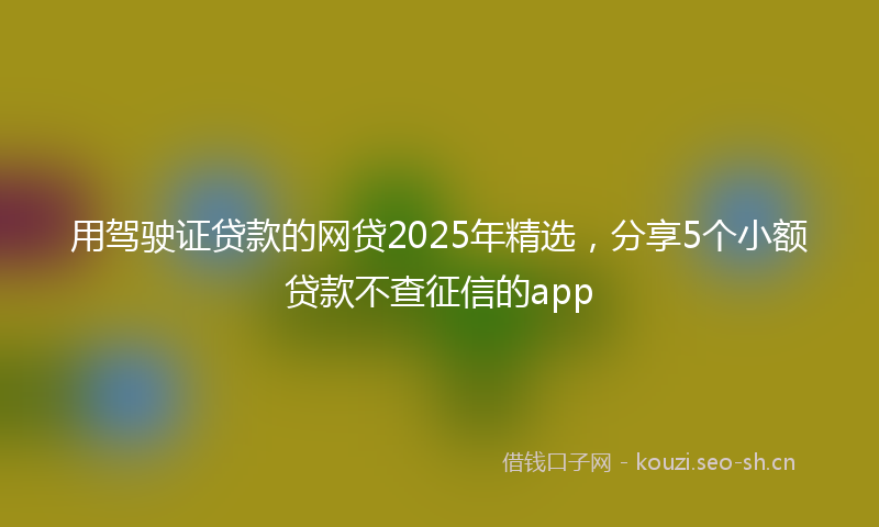 用驾驶证贷款的网贷2025年精选，分享5个小额贷款不查征信的app