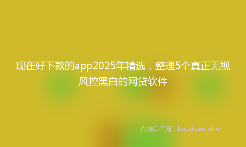 现在好下款的app2025年精选，整理5个真正无视风控黑白的网贷软件
