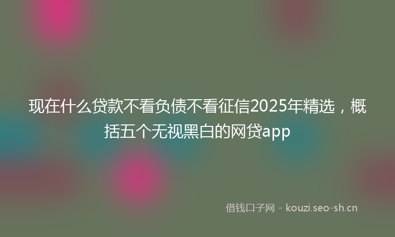 现在什么贷款不看负债不看征信2025年精选，概括五个无视黑白的网贷app