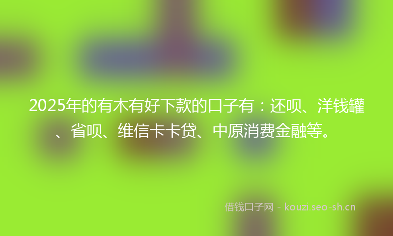 2025年的有木有好下款的口子有：还呗、洋钱罐、省呗、维信卡卡贷、中原消费金融等。