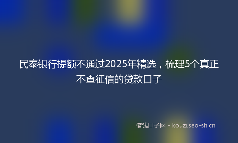 民泰银行提额不通过2025年精选，梳理5个真正不查征信的贷款口子