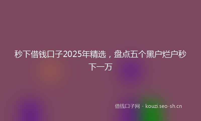 秒下借钱口子2025年精选，盘点五个黑户烂户秒下一万