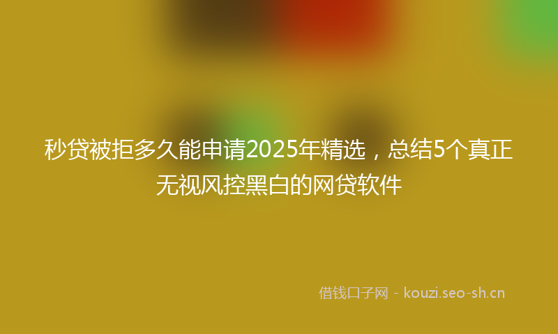 秒贷被拒多久能申请2025年精选，总结5个真正无视风控黑白的网贷软件