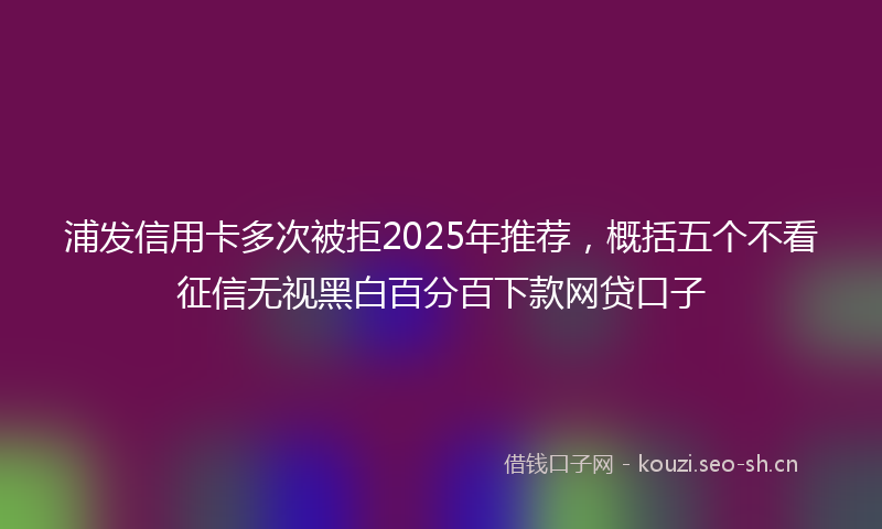 浦发信用卡多次被拒2025年推荐，概括五个不看征信无视黑白百分百下款网贷口子