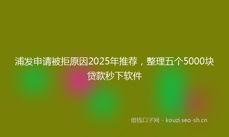 浦发申请被拒原因2025年推荐,整理五个5000块贷款秒下软件