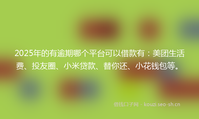 2025年的有逾期哪个平台可以借款有：美团生活费、投友圈、小米贷款、替你还、小花钱包等。
