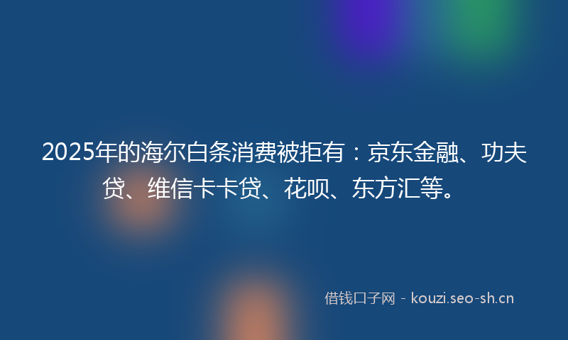 2025年的海尔白条消费被拒有：京东金融、功夫贷、维信卡卡贷、花呗、东方汇等。